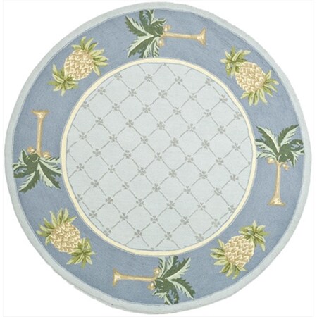 Safavieh 3 x 3 ft. Round Transitional Chelsea Light Blue and Blue Hand Hooked Rug HK362D-3R